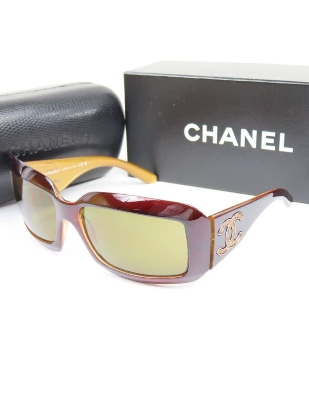 Chanel CC Vintage Logo Mother of Pearl Sunglasses 6022-Q Brown Amber - Picture 2 of 11